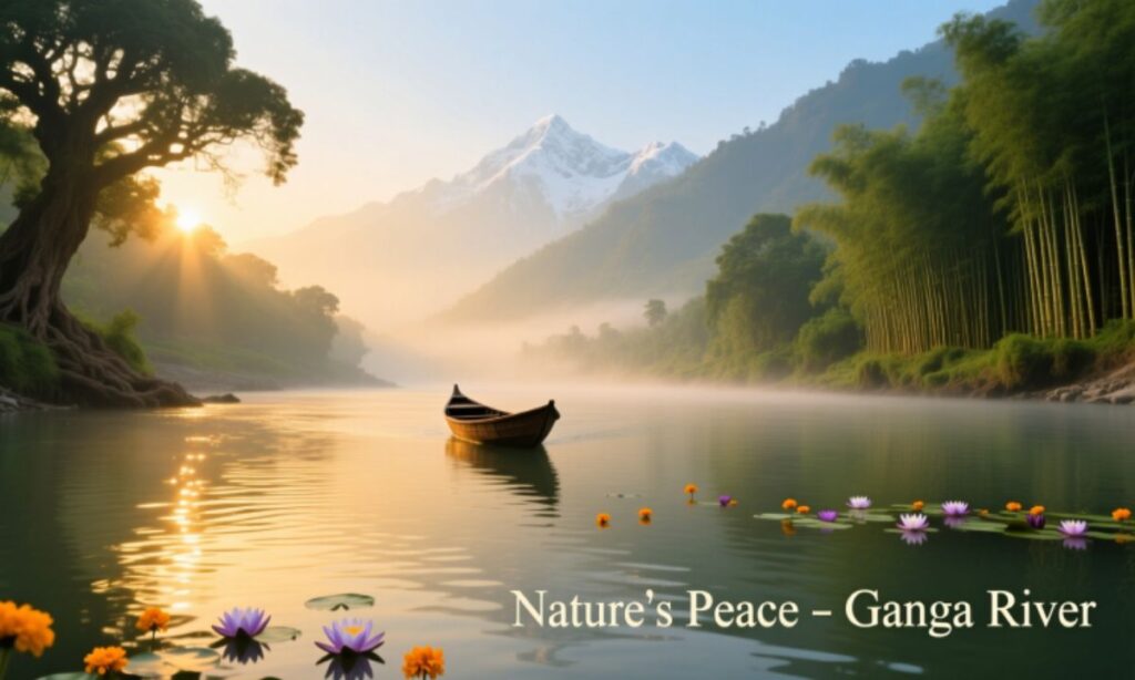 Nature’s Peace Ganga River Captions